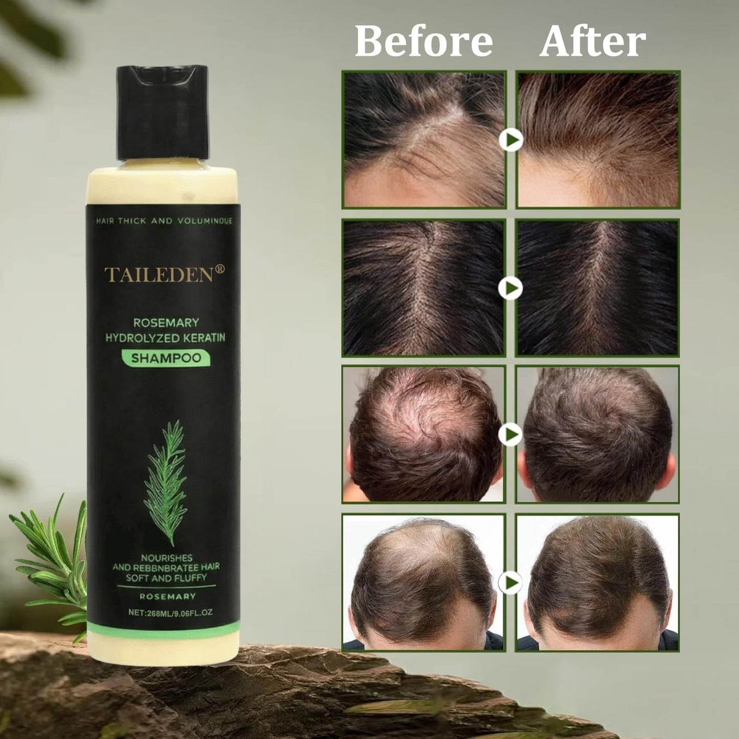 TAILEDEN® Rosemary Hydrolyzed Keratin Shampoo – Gentle Daily Scalp Care for Dry, Sensitive Scalp