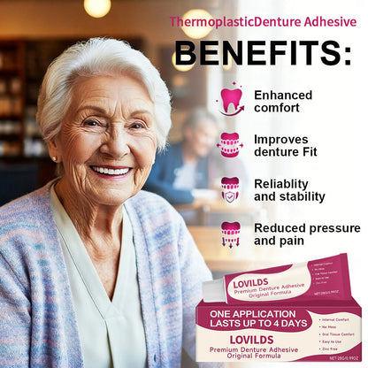 🦷 LOVILDSFirmHold Denture Adhesive — Up to 15 Days of Slip-Free Hold🦷