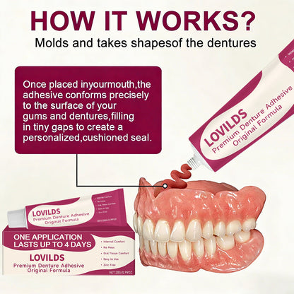 🦷 LOVILDSFirmHold Denture Adhesive — Up to 15 Days of Slip-Free Hold🦷